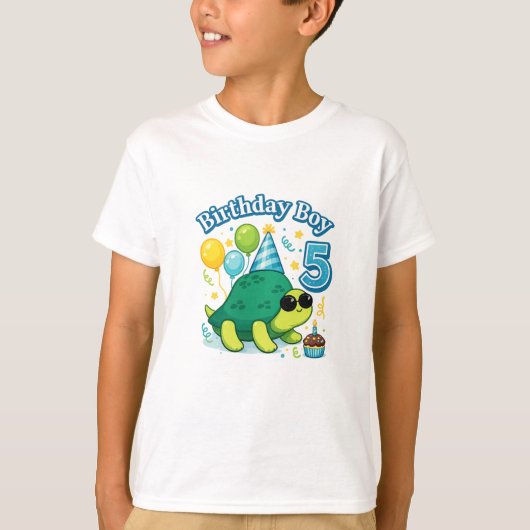 Cute Turtle Birthday Boy 5 – Funny Turtle 5th Birt T-shirt (Voorkant)