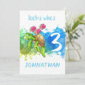 Cute Turtle Birthday Card Kaart (Staand voorkant)