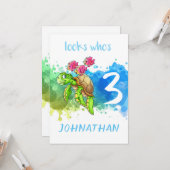 Cute Turtle Birthday Card Kaart (Voorkant / Achterkant in situ)