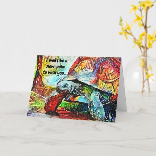 Cute Turtle Birthday Kaart (Gele Bloem)