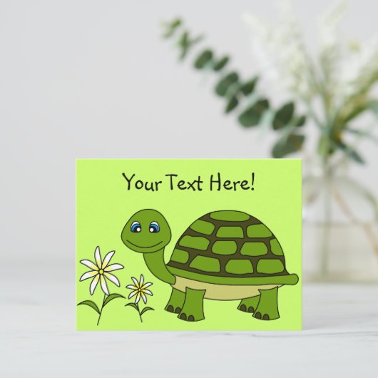 Cute Turtle Cartoon Briefkaart (Staand voorkant)