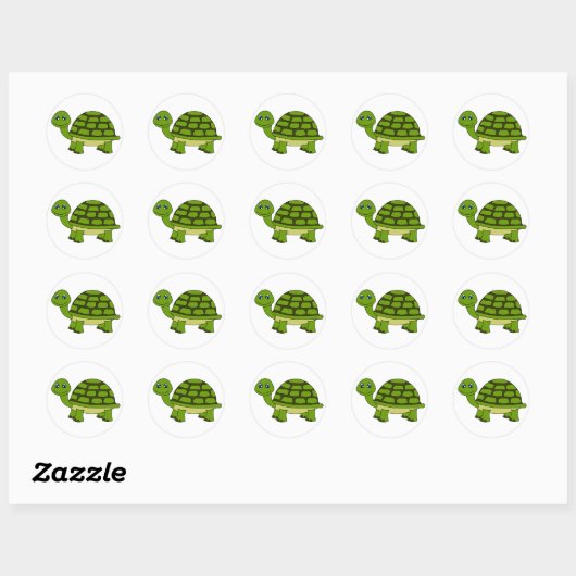 Cute Turtle Cartoon Ronde Sticker (Vel)