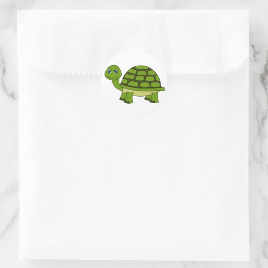 Cute Turtle Cartoon Ronde Sticker (Tas)