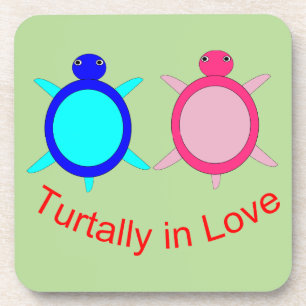Cute Turtle Couple Bier Onderzetter