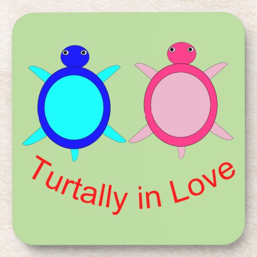 Cute Turtle Couple Bier Onderzetter (Voorkant)