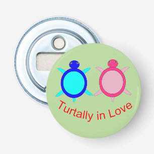 Cute Turtle Couple Button Flesopener