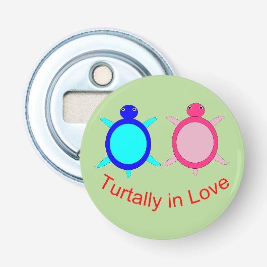 Cute Turtle Couple Button Flesopener (Voorkant)