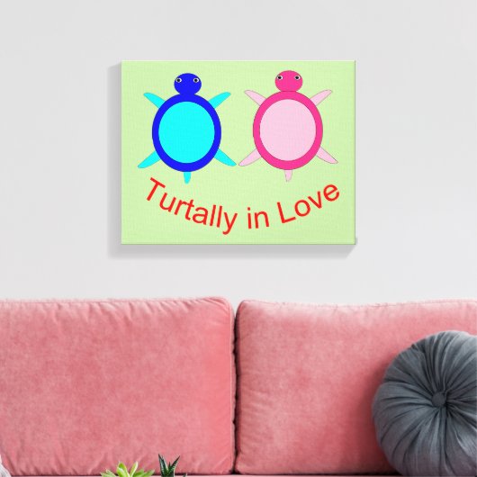 Cute Turtle Couple Canvas Afdruk (Insitu (Woonkamer))