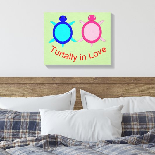 Cute Turtle Couple Canvas Afdruk (Insitu (Slaapkamer))