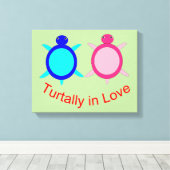Cute Turtle Couple Canvas Afdruk (Insitu (Houten vloer))