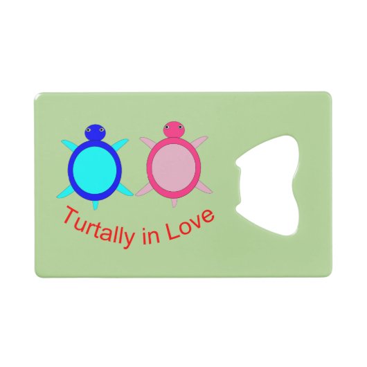 Cute Turtle Couple Creditkaart Flessenopener (Voorkant (Horizontaal))