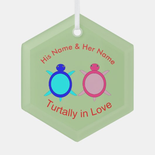 Cute Turtle Couple Custom Glas Ornament (Voorkant)
