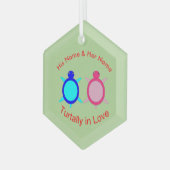 Cute Turtle Couple Custom Glas Ornament (Voorkant links)