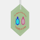 Cute Turtle Couple Custom Glas Ornament (Voorkant Rechts)