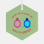 Cute Turtle Couple Custom Glas Ornament (Achterkant)