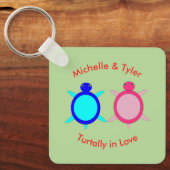 Cute Turtle Couple Custom Save the Date Wedding Sleutelhanger (Voorkant)