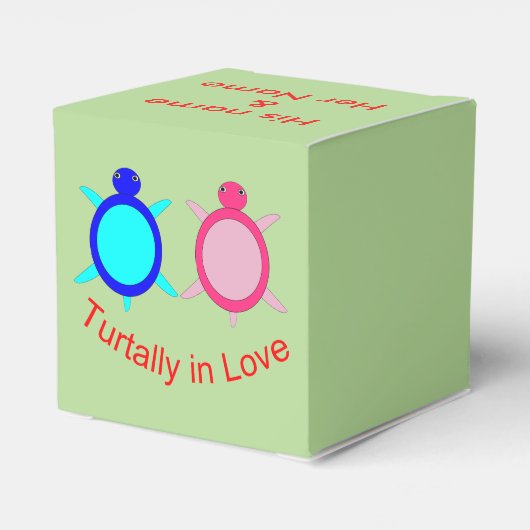 Cute Turtle Couple op maat Bedankdoosjes (Achterkant)