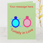 Cute Turtle Couple op maat Kaart (Gele Bloem)