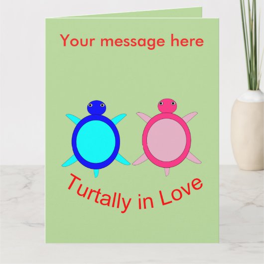 Cute Turtle Couple op maat Kaart (Voorkant)