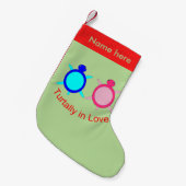 Cute Turtle Couple op maat Kleine Kerstsok (Voorkant (Hangend))