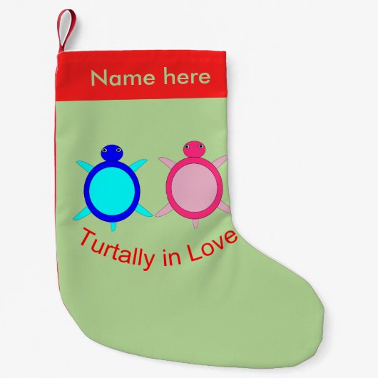 Cute Turtle Couple op maat Kleine Kerstsok (Voorkant)