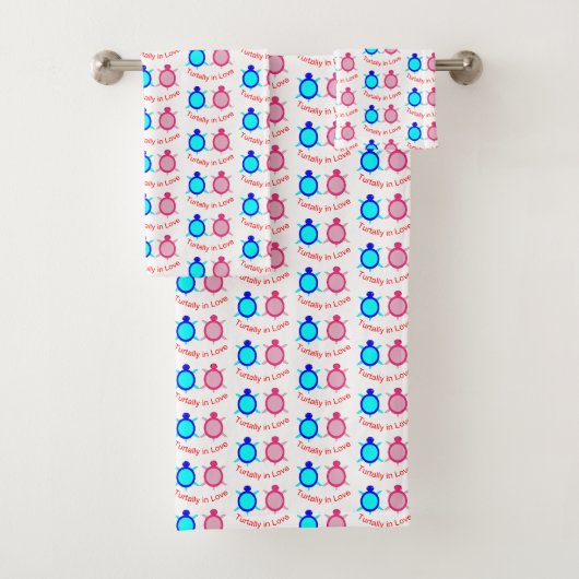 Cute Turtle Couple Patterned Bad Handdoek (Insitu)
