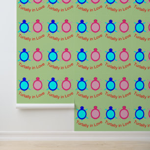 Cute Turtle Couple Patterned Behang