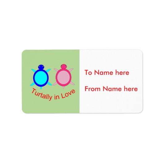 Cute Turtle Couple Personalized Cadeau Labels (Voorkant)