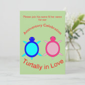 Cute Turtle Couple Personalized Jubileum Kaart (Staand voorkant)
