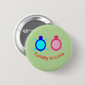 Cute Turtle Couple Ronde Button 5,7 Cm (Voorkant /achterkant)