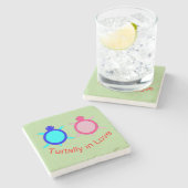 Cute Turtle Couple Stenen Onderzetter (Zijkant)