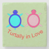 Cute Turtle Couple Stenen Onderzetter (Voorkant)