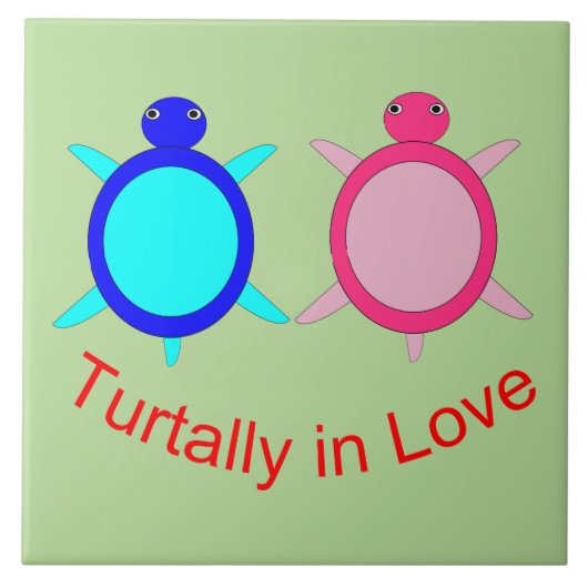 Cute Turtle Couple Tegeltje (Voorkant)