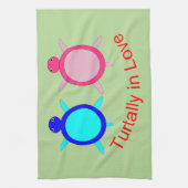 Cute Turtle Couple Theedoek (Verticaal)