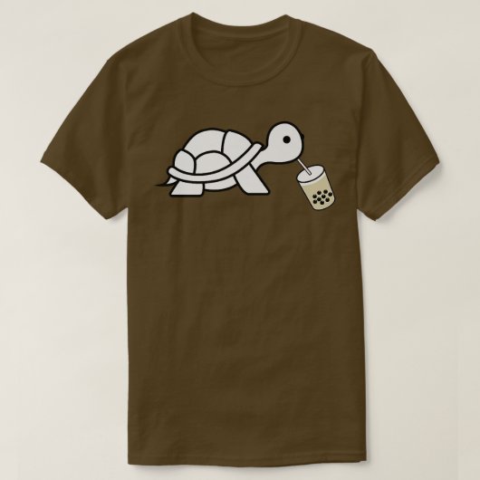 Cute Turtle Drinking Boba Bubble Milk Tea Holiday T-shirt (Design voorkant)