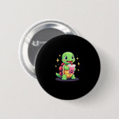 Cute turtle drinking boba. Funny Boba Turtles Love Ronde Button 5,7 Cm (Voorkant /achterkant)
