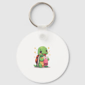 Cute turtle drinking boba. Funny Boba Turtles Love Sleutelhanger (Voorkant)