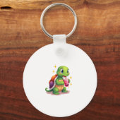 Cute turtle drinking boba. Funny Boba Turtles Love Sleutelhanger (Voorkant)