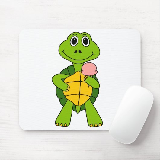 Cute Turtle Eating Ice Cream Cartoon Muismat (Met muis)