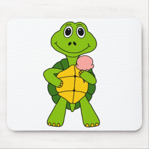 Cute Turtle Eating Ice Cream Cartoon Muismat