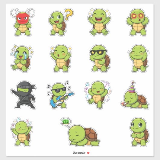 Cute Turtle Emoji Sticker Set (Vel)