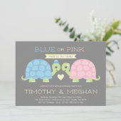 Cute Turtle Gender Reopenbaart Uitnodiging (Staand voorkant)