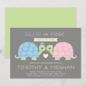 Cute Turtle Gender Reopenbaart Uitnodiging (Voorkant / Achterkant)