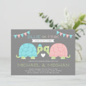 Cute Turtle Gender Reopenbaart Uitnodiging (Staand voorkant)