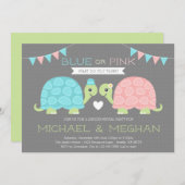 Cute Turtle Gender Reopenbaart Uitnodiging (Voorkant / Achterkant)