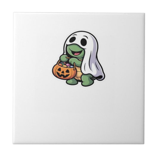 Cute Turtle Ghost Costume � Schattig Halloween Tri Tegeltje (Voorkant)