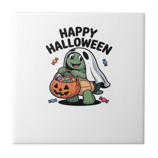 Cute Turtle Ghost Costume � Schattig Halloween Tri Tegeltje (Voorkant)