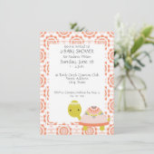 Cute Turtle Girl's Baby Shower Invitations Kaart (Staand voorkant)