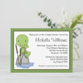 Cute Turtle Green Polka Dot Baby shower Kaart (Staand voorkant)