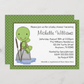 Cute Turtle Green Polka Dot Baby shower Kaart (Voorkant / Achterkant)